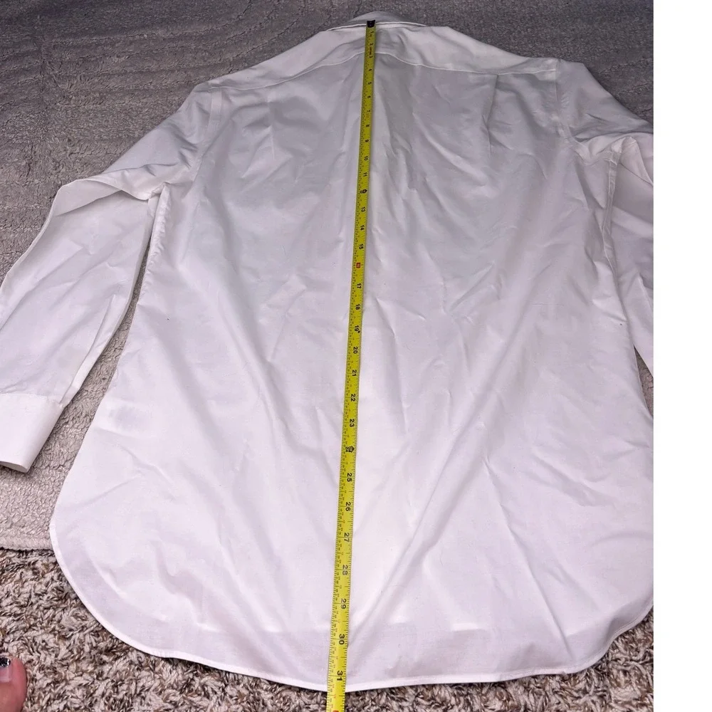 Polo Ralph Lauren Button Down Shirt Mens 15 White Custom Fit Purepress Cotton